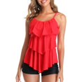 thumbnail image 1 of Dnzceghtig Traje de baño tankini de dos piezas con estampado de volantes para mujer, 1 of 5