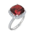 thumbnail image 2 of SuperJeweler 5 1/2 Carat Cushion Cut Garnet and Halo Diamond Ring In Sterling Silver For Women, 2 of 6