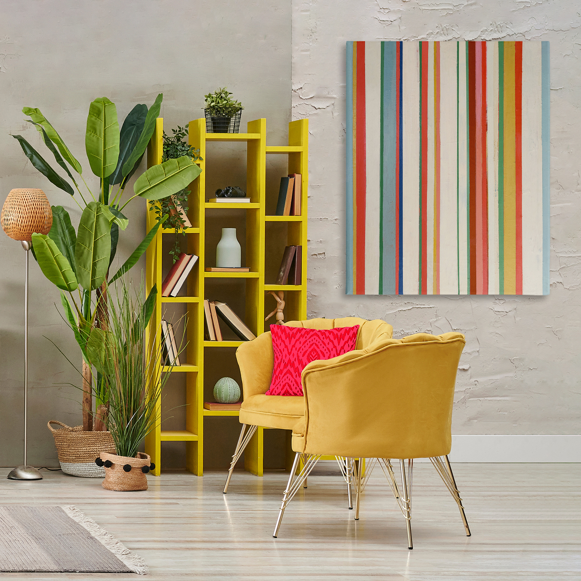 Stupell Industries Linear Rustic Stripes Abstract Painting Gallery Wrapped Canvas Art Print Wall Art, 36 x 48