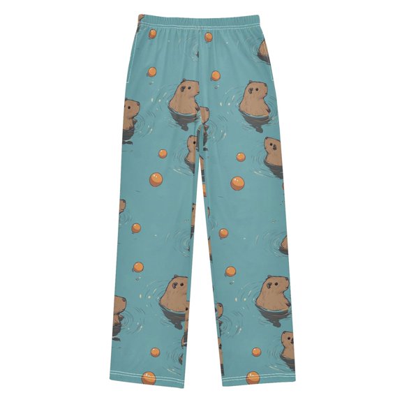 FORMRS Kids Pajama Pants with Pockets Size 6-8Y Boys Lounge Sleep Bottoms, Cartoon Capybaras