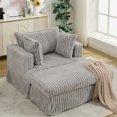 thumbnail image 6 of Aukfa 48" inch Chaise Lounge, Oversized Sofa Chair with Ottoman, 3 Pillows, Corduroy, Light Gray, 6 of 11