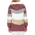 thumbnail image 3 of Womens Winter Fuzzy Fleece Jacket Hooded Color Block Patchwork Cardigan Coats Outerwear with Pockets Pink XL, 3 of 9