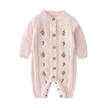 

KaLI_store Baby Girls Boys Floral Spring Winter Long Sleeve Button Knit Sweater School Sweaters for Boys