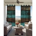 thumbnail image 6 of Vintage Teal Stripe Kitchen Curtains Farmhouse Shabby Turquoise Cafe Short Curtains for Bathroom Blackout Window Curtain Grommet Small Window Treatment Tier Drapes for Bedroom Living Room 27.5"x39"x2, 6 of 9