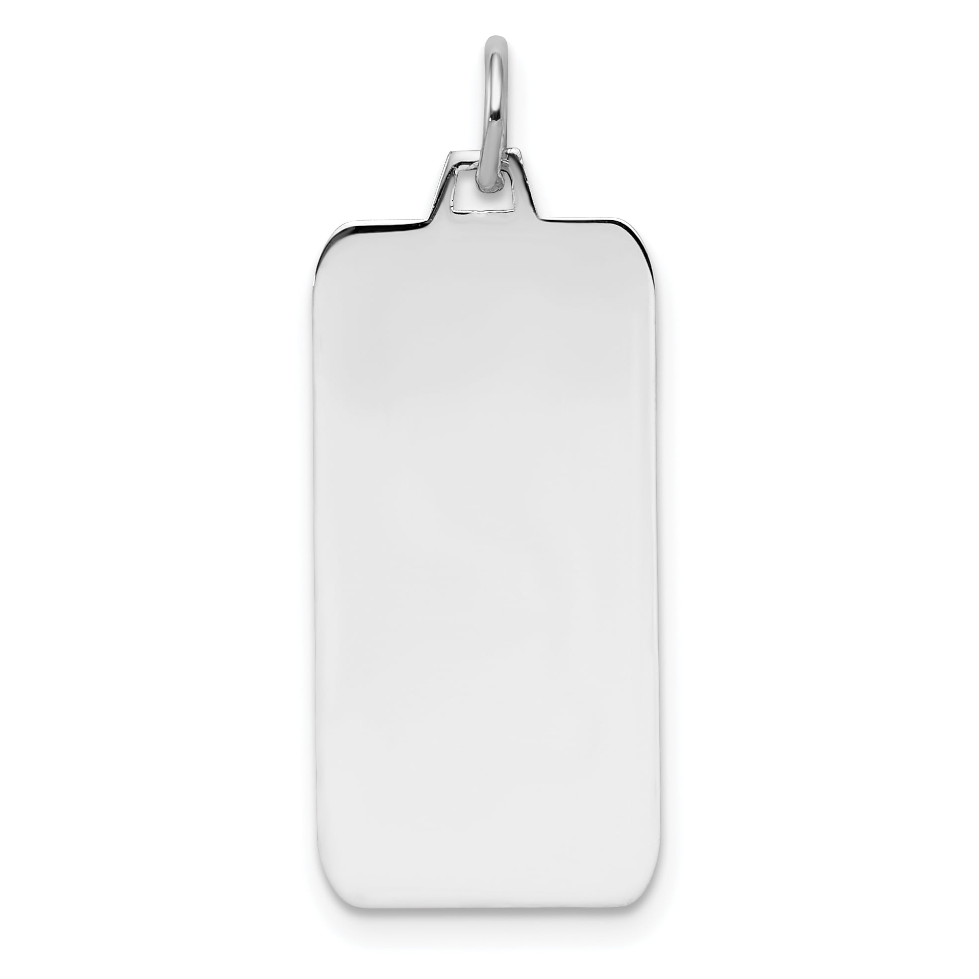 Sterling Silver Rhod.-plated Eng Polish Front//Satin Back Disc Charm Rect