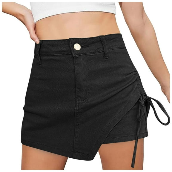Ediodpoh Jeans Skirt Women Fashionable Loose Fitting Casual Versatile Denim Skirt Short Skirt for Daily Use Skirts for Women Black S