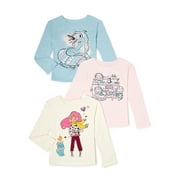 365 Kids From Garanimals Girls' Graphic T-Shirt with Long Sleeves, 3-Pack, Sizes 4-10
