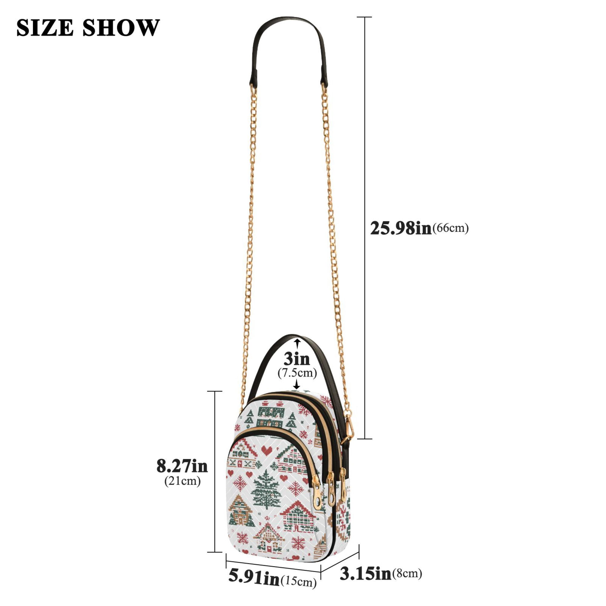 FORMRS Crossbody Bag for Women Quilted Travel Shoulder Cell Phone Purse with Chain Strap Handbag, Beige Nordic Christmas House