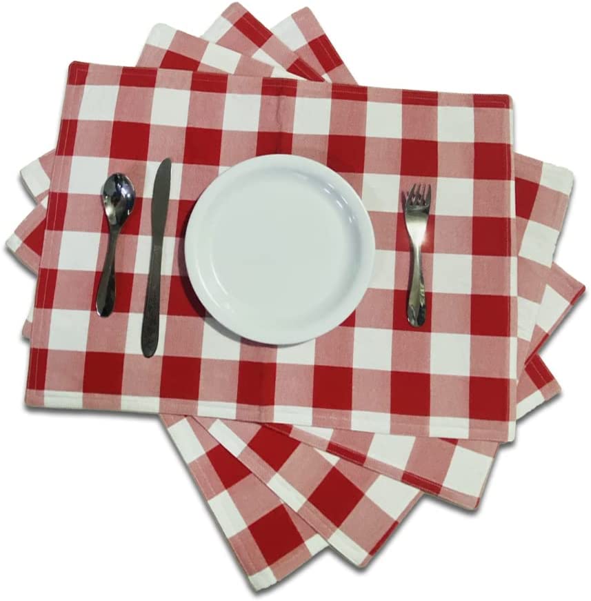 'Keeble Outlet Set of 4 Buffalo Plaid Placemats for Dining Table 100