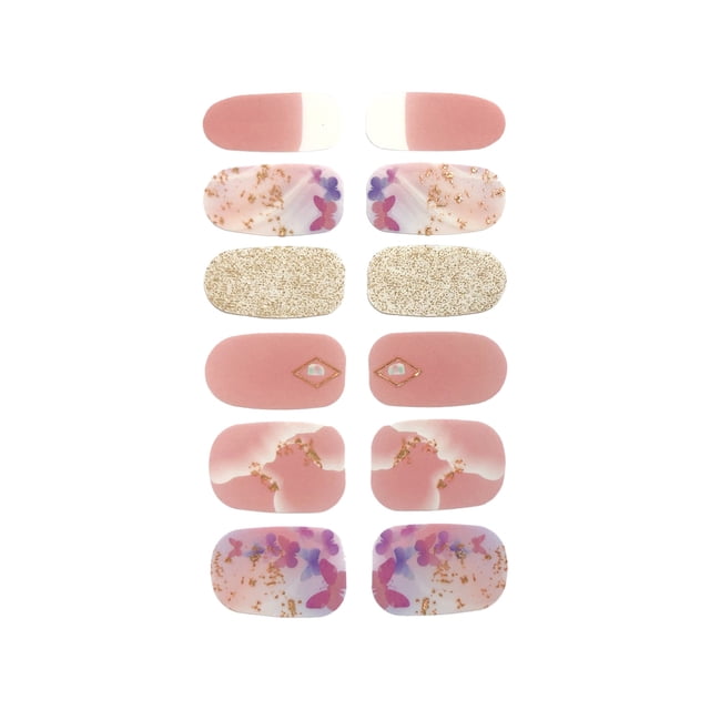 Pegatinas de uñas del dedo del pie Envolturas de uñas completo auto esmalte Pegatinas Flores Estrella Glitter Tiras de uñas Calcomanía Pegatinas para Mujeres Kits con lima de uñas