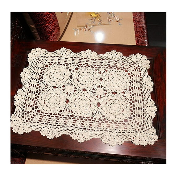 Suitable for coffee table dressing table scarf centerpiece rectangle cotton handmade crochet lace table runner