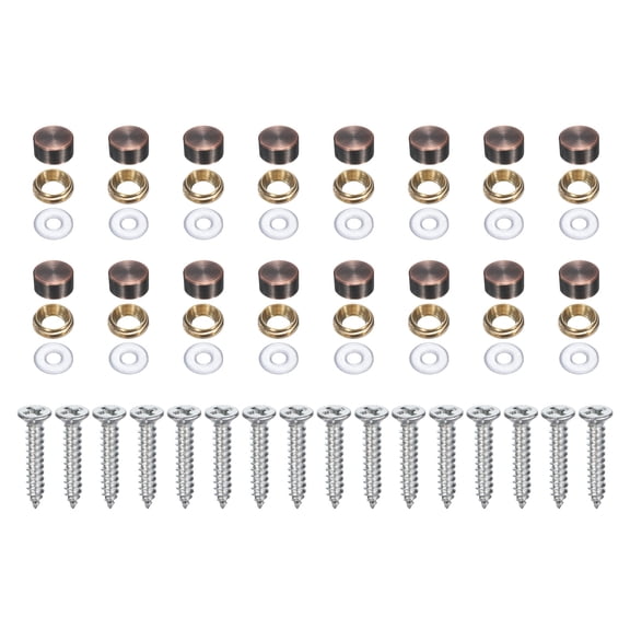 16 Pack Brass Decorative Screws with Caps, 10mm Mirror Screws Cover, Red Bronze