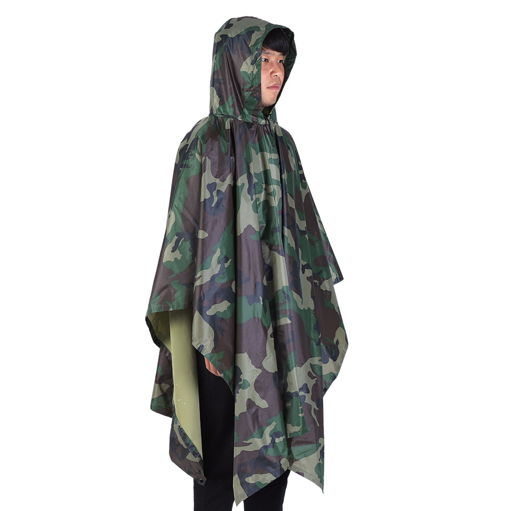 Camo Waterproof Hooded Ripstop Army Style Rain Shelter Fishing Festival Poncho
