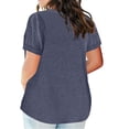 thumbnail image 3 of Lenpel Women's Plus Size T Shirts V Neck Short Sleeve Solid Color Casual Tee Tops 2025 Loose Tunic Blouses, 3 of 6