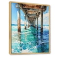 thumbnail image 2 of Designart "Pier Reflections Beach Photo VII" Nautical & Beach Floater Framed Wall Art Print, 2 of 7