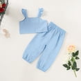 thumbnail image 4 of Baby Girls Set Sleeveless Ruffle Button Cropped Vest Elastic Drawstring Waistband Tracksuits, 4 of 8