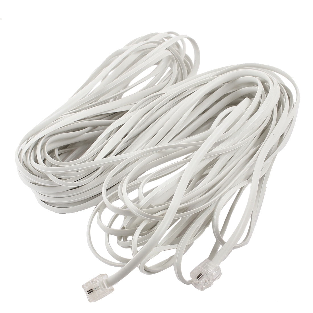 White Flexible RJ11 6P2C Telephone Extenstion Cable 15M Length