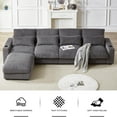 thumbnail image 6 of 128" Oversized Modular Sectional Sofa, L-Shaped Upholstered Sofa Couch with Ottoman & Cup Holders, Corduroy 4-Seater Convertible Sofa with Charge Port for Living Room, Gray, 6 of 12