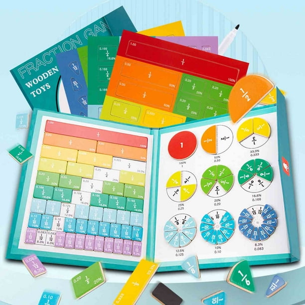 Juego de actividades con círculos de fichas de fracciones magnéticas Honeeladyy, materiales manipulativos de matemáticas de cuarto grado del 1 al 6, juegos de matemáticas con tiras de fracciones para