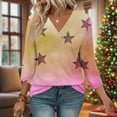 thumbnail image 2 of Cavosen Blouse for Women 3/4 Sleeve V Neck Cute Sweatshirt Star Lightweight Oversized Pullover Soft Spring Orleans Party Tops, 2 of 7