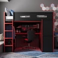 thumbnail image 1 of MODERNLUXE Full Size Gaming Loft Bed with Built-in Desk & Wardrobe,Solid Wood Loft Bed Frame with Drawers,RGB Light,USB Port & Storage for Teens Adults,Red, 1 of 9