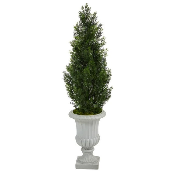 Nearly Natural 46" Mini Cedar Artificial Pine Tree in Decorative Urn