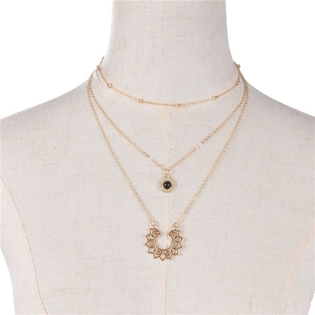 Elegant and Simple Multi-Layer Necklaces in Silver and Gold 