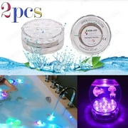 Submersible LED Light, 10-LED RGB Waterproof Battery Powered Lights with IR Remote Controller for Aquarium, Vase Base, Pond, Swimming Pool, Garden, Party, Weeding, Christmas, Halloween,2 Pack