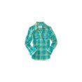 thumbnail image 1 of Aeropostale Camisa con botones a cuadros brillantes para mujer, verde, grande Aeropostale Camisa con botones, 1 of 1