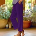 thumbnail image 2 of YOTMKGDO Linen Pants Women | Women's Loose Pocket Patchwork Cotton and Linen Casual Pants, Purple 3X-Large, 2 of 7