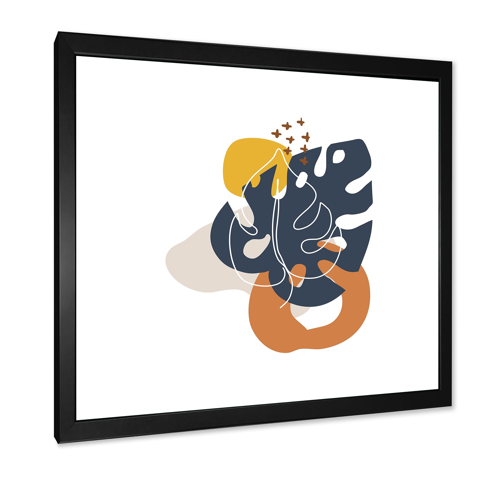 Designart 'Abstract Minimal Shapes Under Flowers IX' Modern Framed Art Print