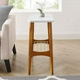 thumbnail image 2 of Walker Edison Marble and Wood Base Rectangle Side Table Living Room Small End Accent Table, 24 Inch, Marble and Acorn, 2 of 5