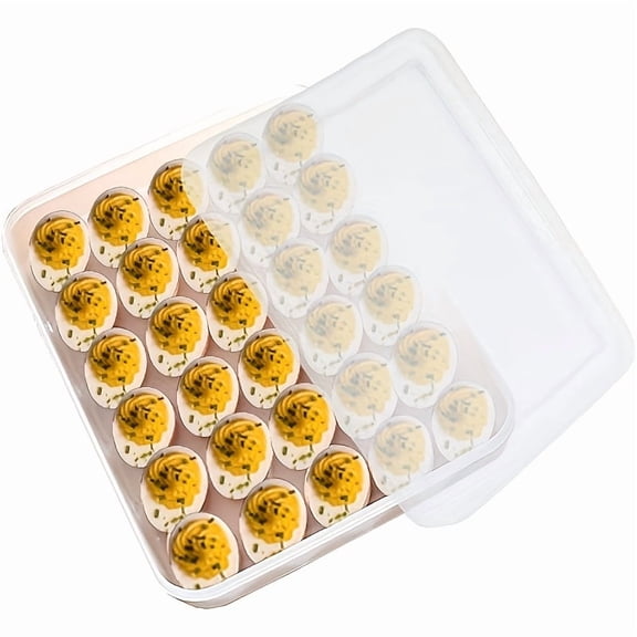 Easter Deviled Egg Tray, 30 Compartment Egg Container with Flip Lid - Heavy-Duty Plastic Rectangular Storage Container, Space-Saving Refrigerator & Pantry Organizer with Lid