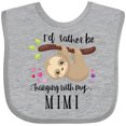 thumbnail image 3 of Inktastic Sloth I'd Rather Be Hanging with Mimi Boys or Girls Baby Bib, 3 of 4