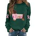 thumbnail image 1 of Jindong Women's Dog Ribbon Breast Cancer Awareness Print Sweatshirt, 1 of 5
