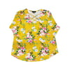Womens Plus Size Golden Yellow Floral Print 3/4 Sleeve Top Shirt Blouse 3X