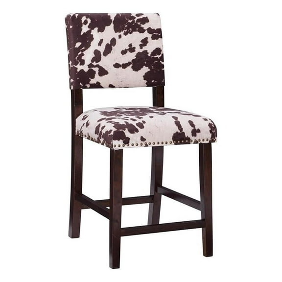 Riverbay Furniture 24" Microfiber & Wood Counter Stool in Brown/White