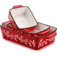 thumbnail image 3 of 3 Pack Ceramic Bakeware Set, Porcelain Rectangular Baking Dish Lasagna Pans for Cooking, Kitchen, Casserole Dishes, Cake Dinner, 12 x 8.5 x 6 Inches of Baking Pans, Banquet and Daily Use, Red, 3 of 7