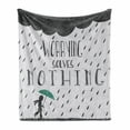 thumbnail image 1 of Motivation Soft Flannel Fleece Throw Blanket, Worrying Solves Nothing Man Walking in Stormy Rainy Day, Cozy Plush for Indoor and Outdoor Use, 70" x 90", Dark Blue Grey Coconut, by Ambesonne, 1 of 5