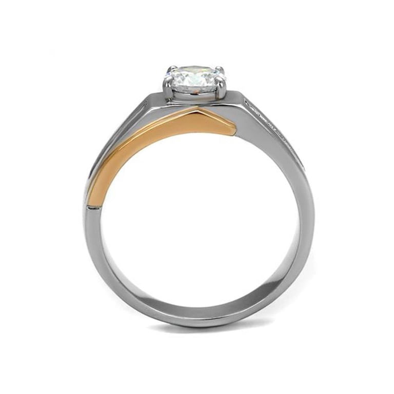 Men's 2.25 Ct Round Cut Cubc Zrcona Stanless Steel Rng Szes 8-13 Men's 2.25 Ct Round Cut Cubc Zrcona Stanless Steel Rng Szes 8-13
