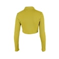 thumbnail image 5 of Qmyliery Women  Leisure  Crop Tops, Lapel Neck Solid Color Long Sleeve Pleated Shirt, 5 of 9