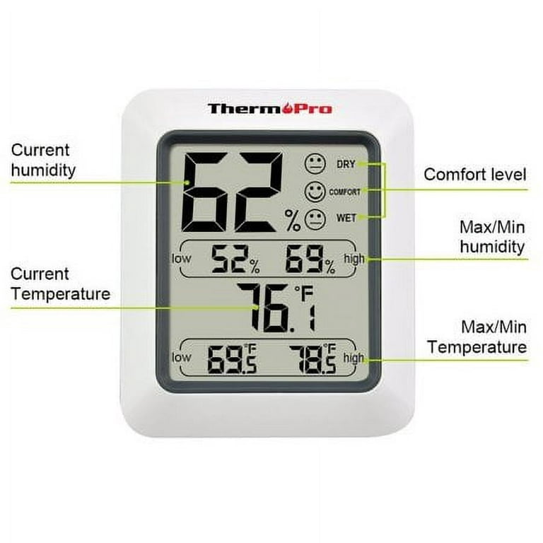 ThermoPro TP50 3 Pieces Digital Hygrometer Indoor Thermometer Room  Thermometer and Humidity Gauge with Temperature Humidity Monitor