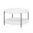 thumbnail image 2 of Furinno Besi 2-Tier Modern Round Coffee Table Table with Sturdy Metal Legs, White/Black, 2 of 5