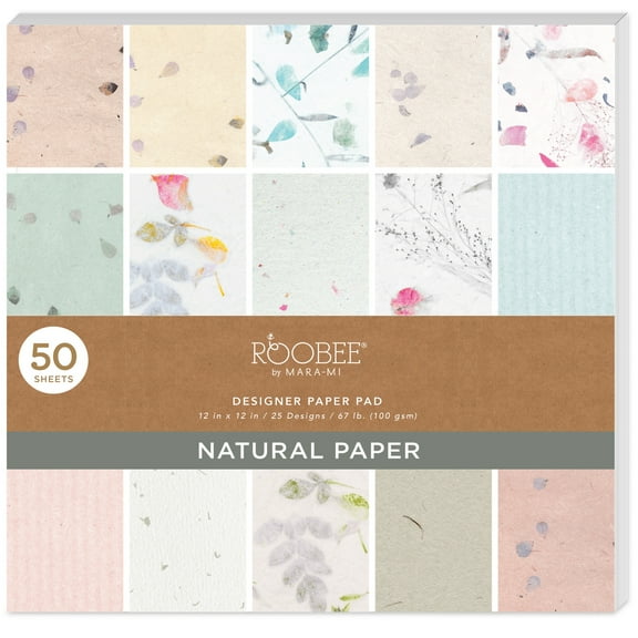 Roobee by Mara Mi Natural Paper Pad 12" x 12" - 24 lb/ 100 GSM, 50 sheets
