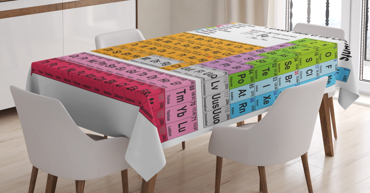 Periodic Table Tablecloth, Science Freak Chemistry Lovers Colorful