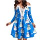 thumbnail image 3 of Vestidos de Navidad Para Mujer, Informal, Estampado Navideño, Manga Larga, Hombros Descubiertos, Vestido A La Rodilla, Minivestido de Fiesta Odeerbi ODB202885, 3 of 5