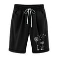 thumbnail image 3 of Ecqkame Women's Bermuda Shorts Women's Summer Printed Five Points Large Size Cotton Linen Pants Casual Pants Shorts Black M, 3 of 3
