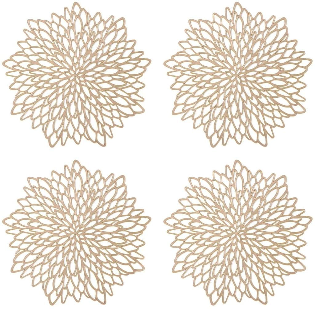 Metallic Vinyl Round Placemats, Pressed Vinyl Metallic Placemats