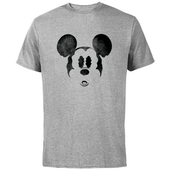 Disney Mickey Mouse Spooky Wiggly Face Retro Distressed - Short Sleeve Cotton T-Shirt for Adults - Customized-Athletic Heather