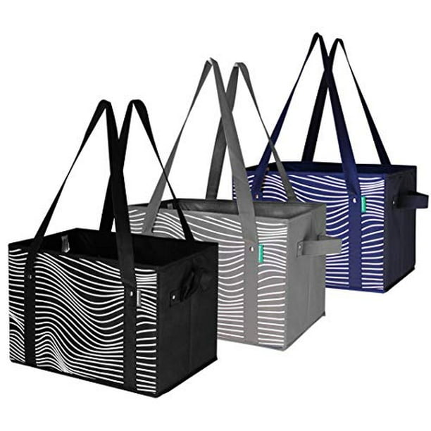 Earthwise Deluxe Collapsible Reusable Shopping Box Grocery Bag Set with